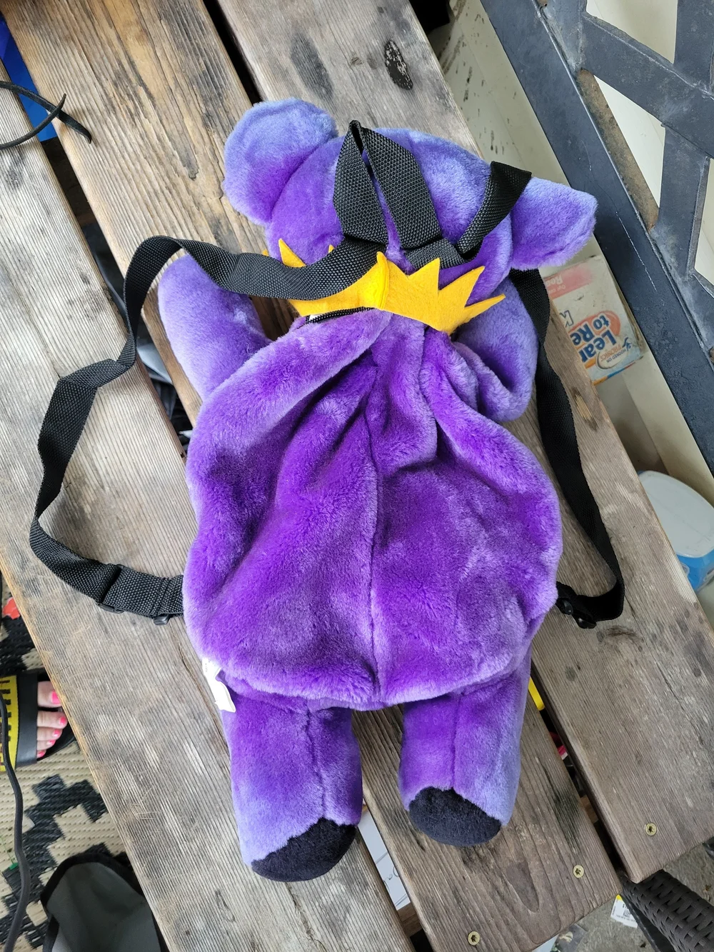 Vintage Grateful Dead PURPLE YELLOW plush bear backpack bag by Steven Smith 1990